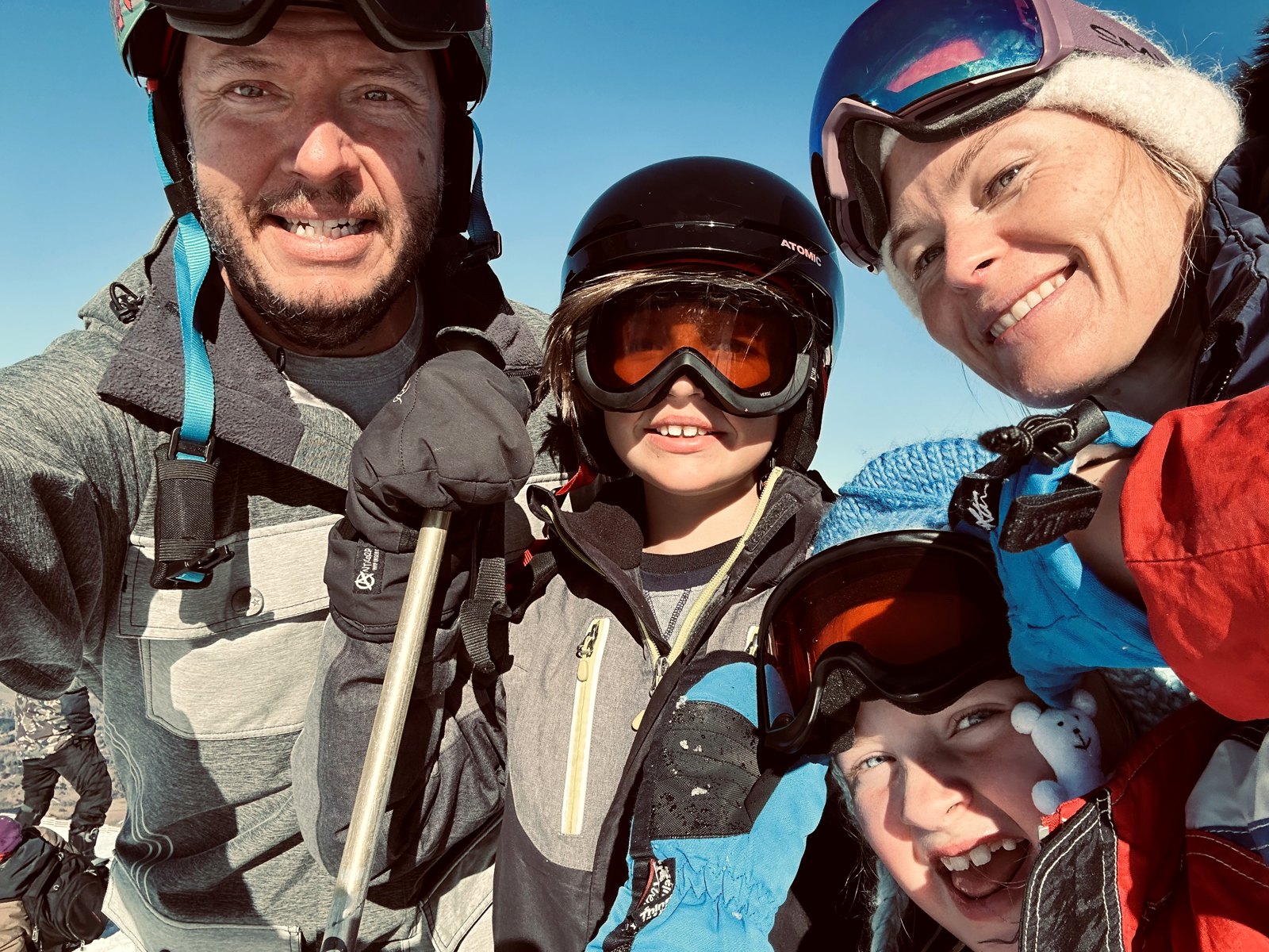 Charlie and her family on a ski day